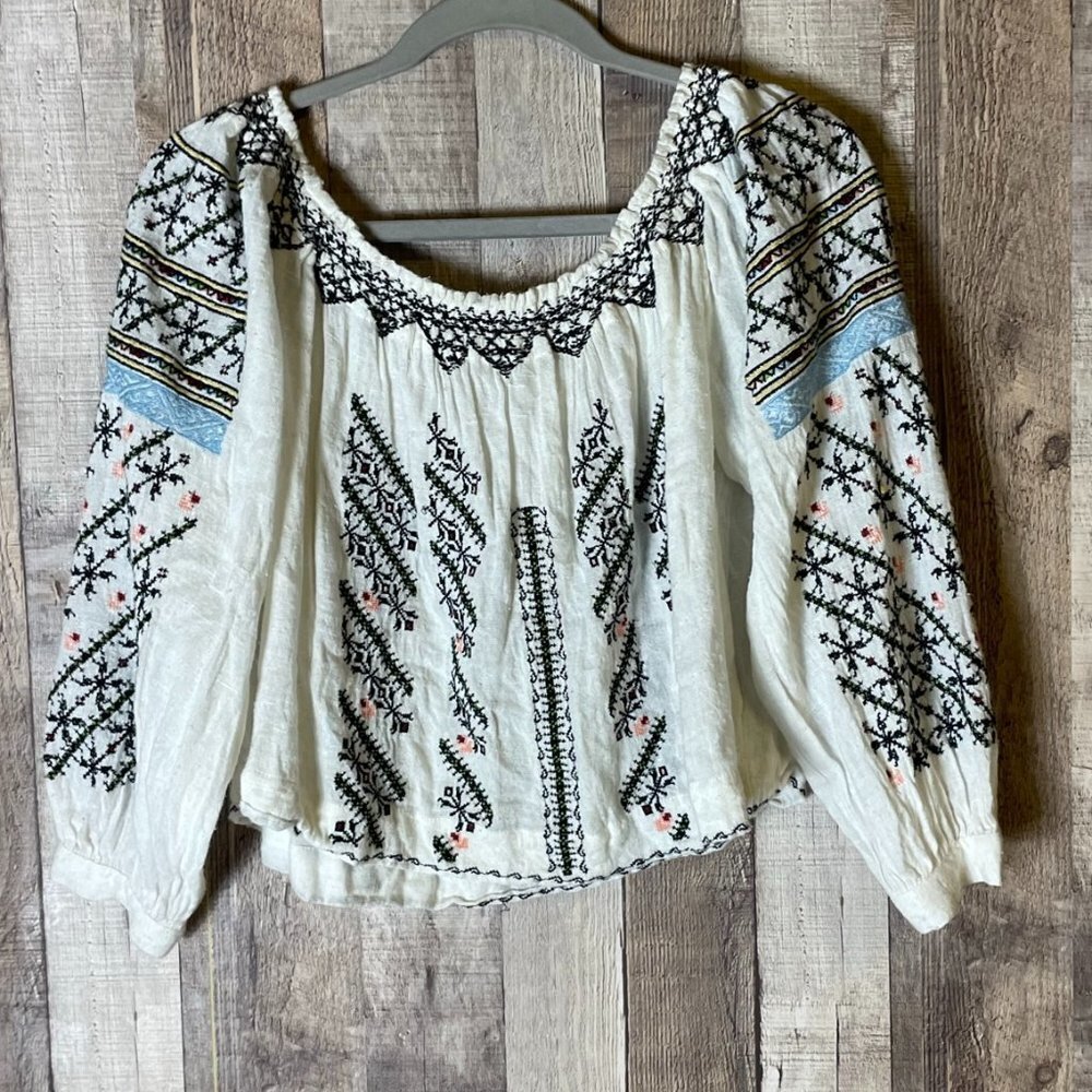 Free People Embroidered Crop Top